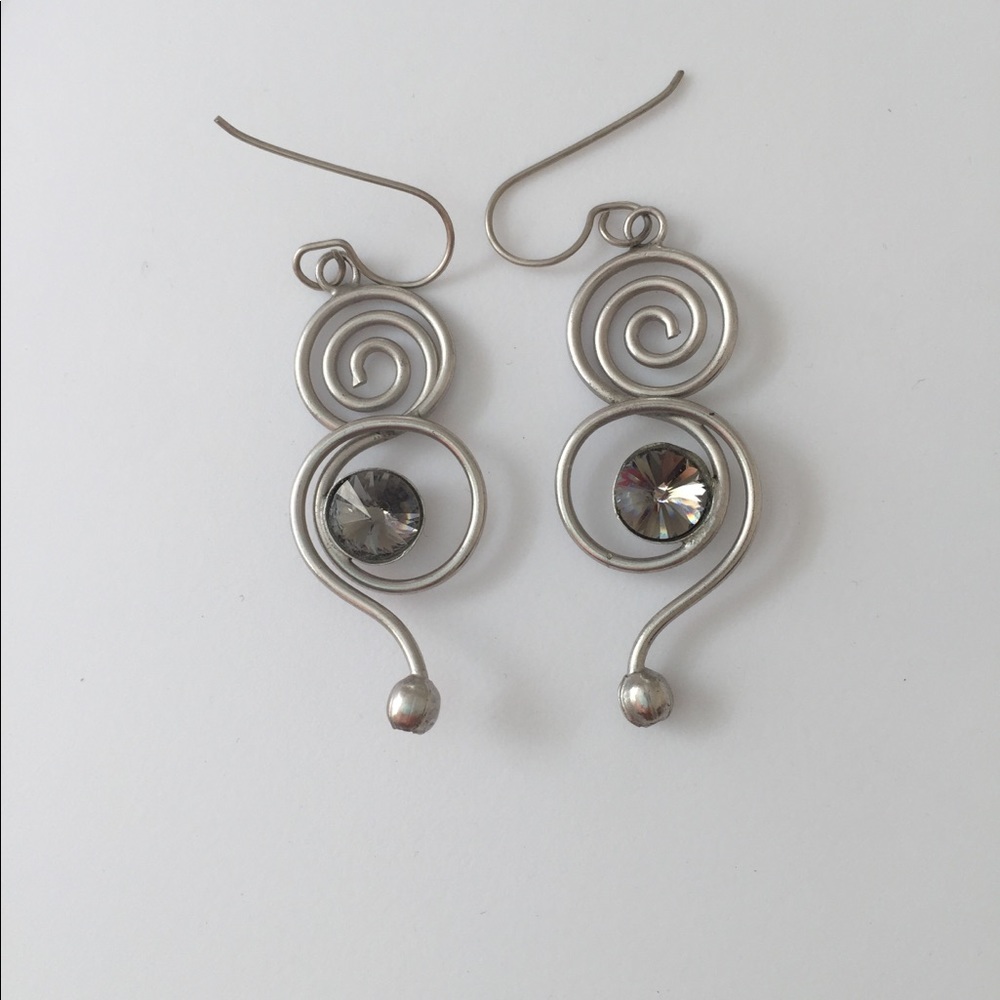Silver spiral shaped earrings