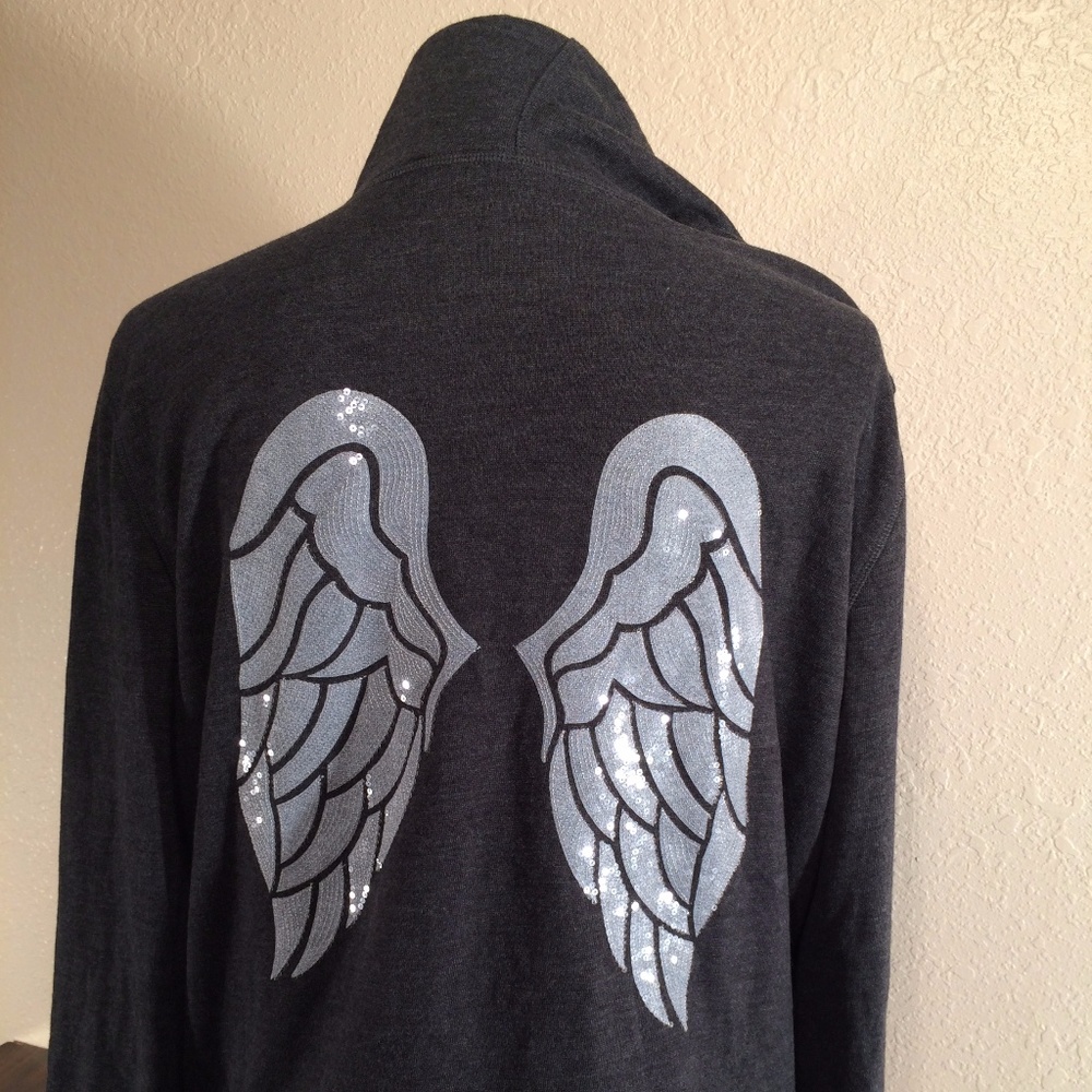 Victoria's Secret Angel Wings Gray Bling Hoodie