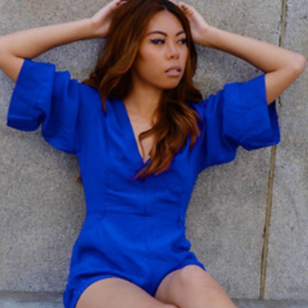 Motel Rocks Blue short romper