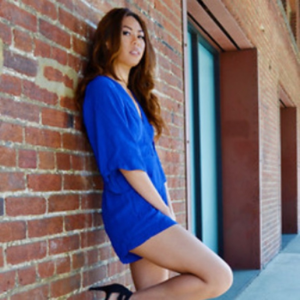 Motel Rocks Blue short romper - Picture 2 of 3