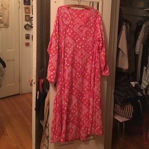 60s pink cotton print hippy dress