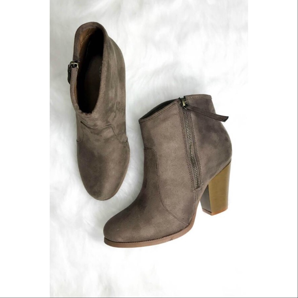 Taupe Suede Ankle Bootie - Picture 4 of 4