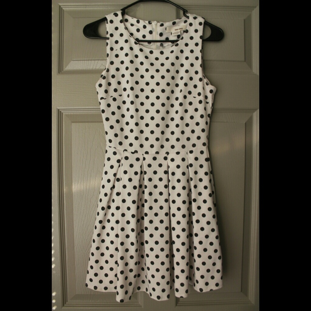 Pleated Polka-Dot Dress