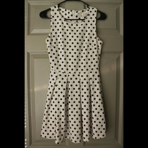 Pleated Polka-Dot Dress