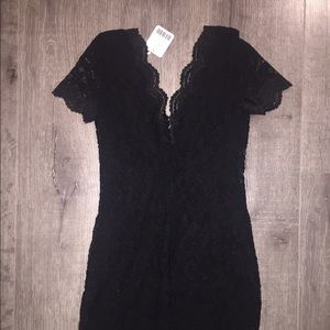 Black lace dress with cute neckline!