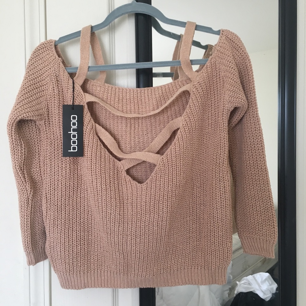 Off The Shoulder Cropped Knit Sweater