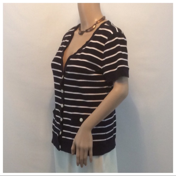 CHAPS CLASSICS V-Neck Striped Cardigan - Picture 3 of 8