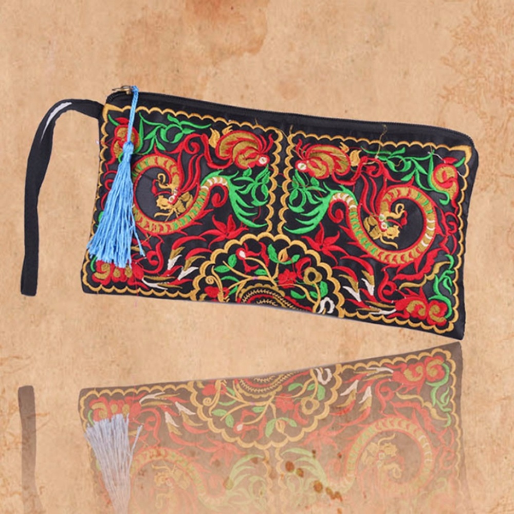 EMBROIDERED CLUTCH HANDBAG PURSE EVENING BAG
