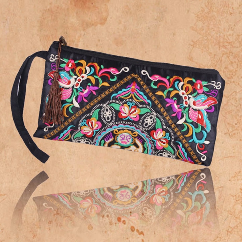 EMBROIDERED CLUTCH HANDBAG PURSE EVENING BAG