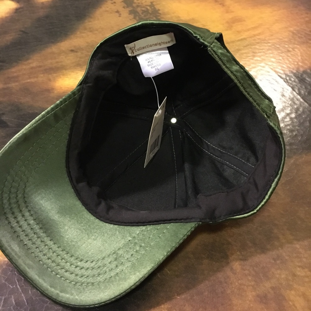 COLLECTION EIGHTEEN Hat Green Sateen - Picture 7 of 7