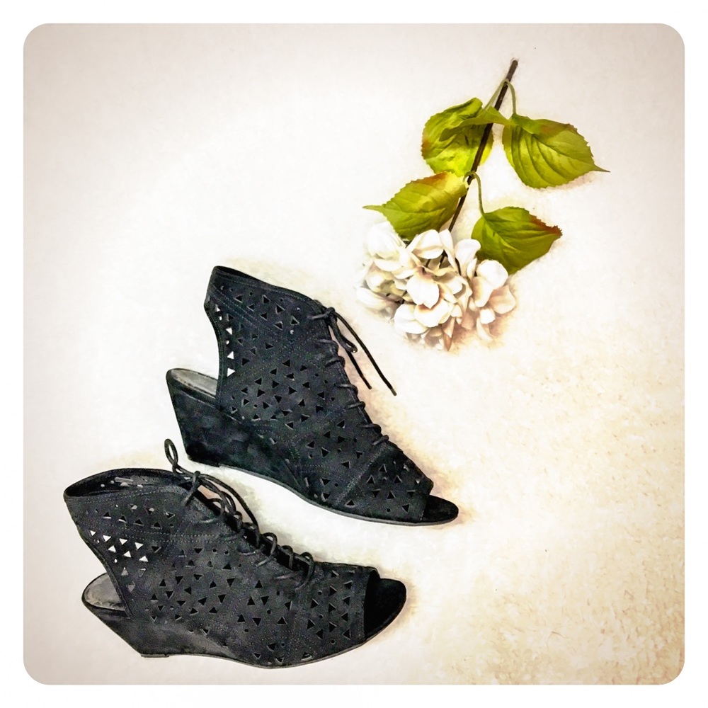 Brash Suede Peep Toe Wedges