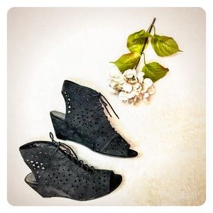 Brash Suede Peep Toe Wedges