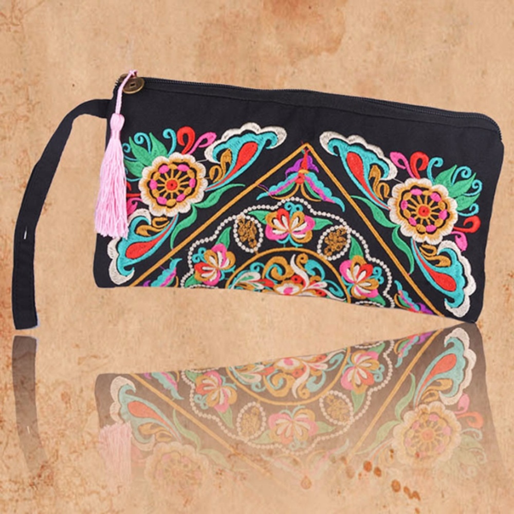 EMBROIDERED CLUTCH HANDBAG PURSE EVENING BAG