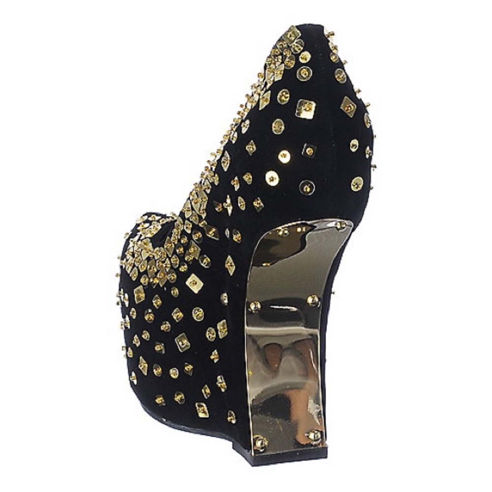 Gold Platform Asymmetrical Wedge - Picture 4 of 8