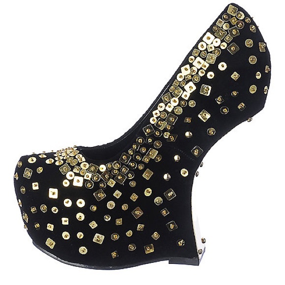 Gold Platform Asymmetrical Wedge - Picture 3 of 8