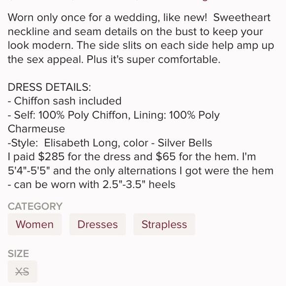 Joanna August Dresses - Joanna August strapless gray chiffon gown Joanna August Dresses - Joanna August strapless gray chiffon gown