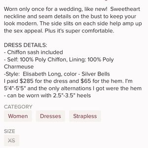 Joanna August Dresses - Joanna August strapless gray chiffon gown Joanna August Dresses - Joanna August strapless gray chiffon gown