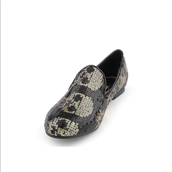 Black Gold Sequins Skull Loafer - Picture 3 of 7