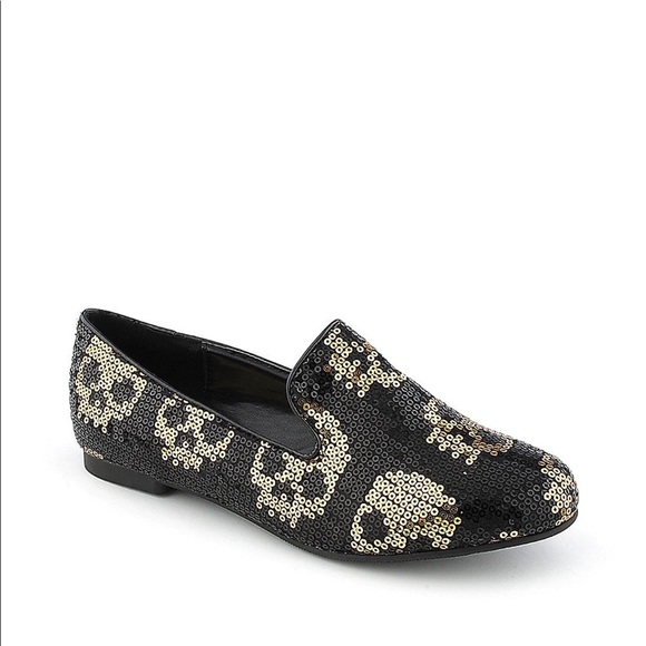 Black Gold Sequins Skull Loafer - Picture 4 of 7