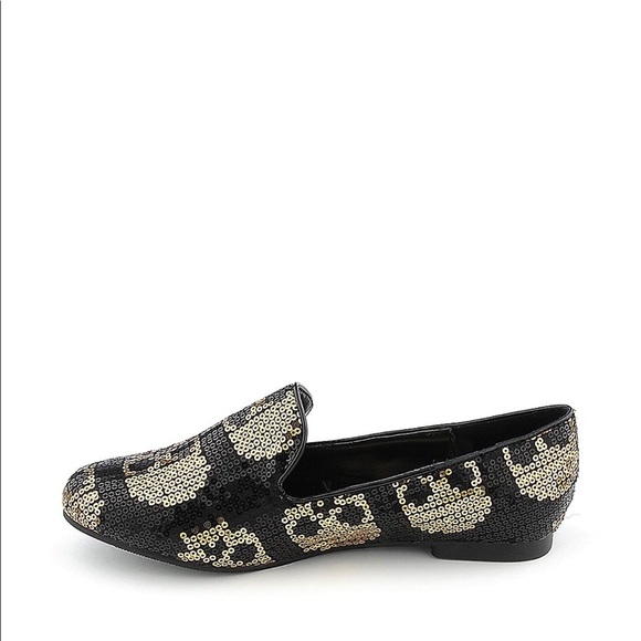 Black Gold Sequins Skull Loafer - Picture 5 of 7