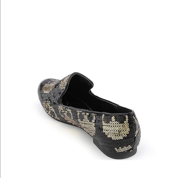 Black Gold Sequins Skull Loafer - Picture 6 of 7