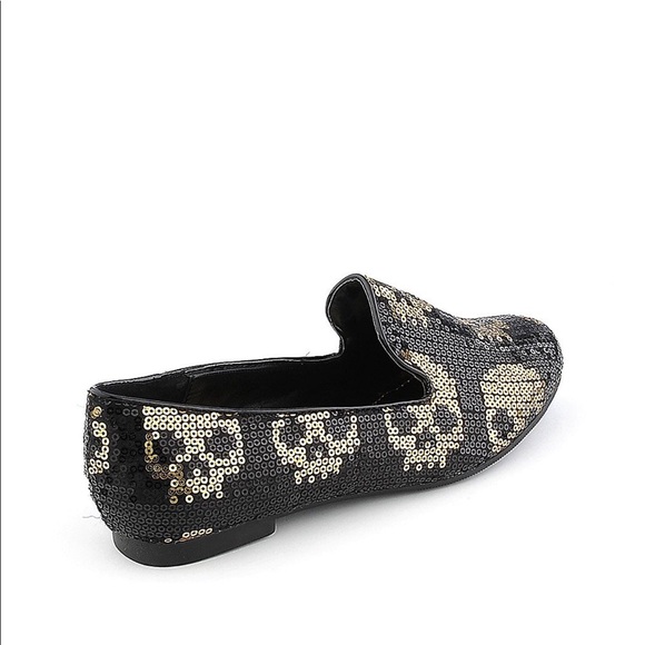 Black Gold Sequins Skull Loafer - Picture 7 of 7