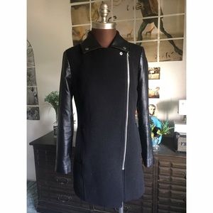 Jackets & Coats - black leather/wool motorcycle jacket Jackets & Coats - black leather/wool motorcycle jacket