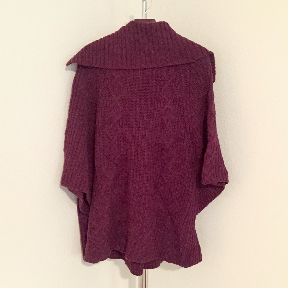 Anthropologie Dark Purple Knit Poncho - Picture 3 of 3