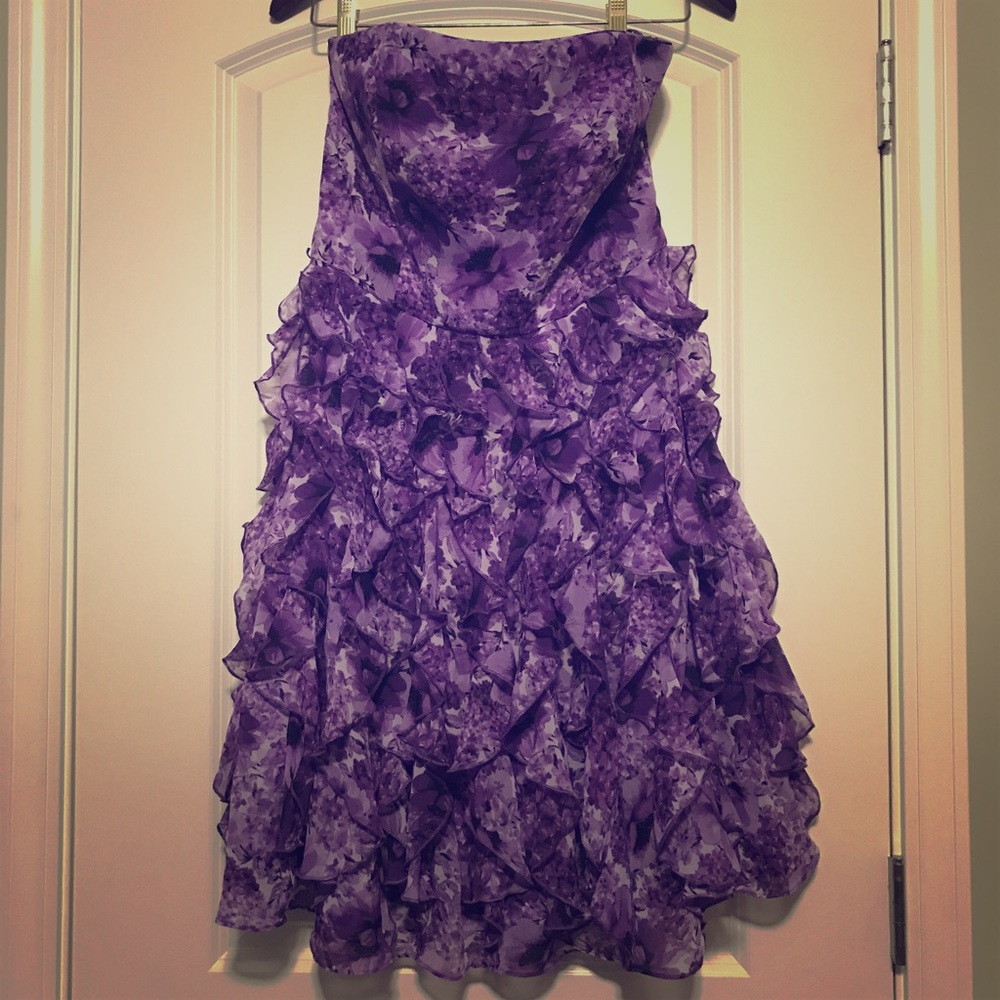 White House Black Market Frilly, Strapless Dress
