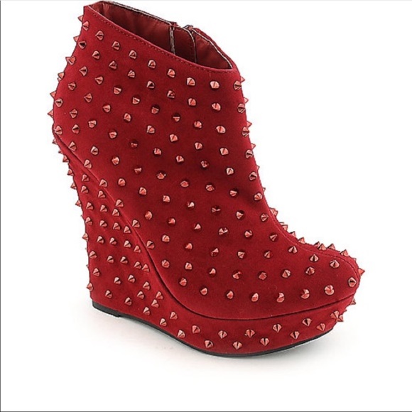 Red Velvet Fierce Spiked Campbell Bootie - Picture 3 of 6