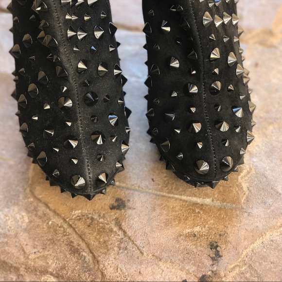 Fierce Black Spiked Trouble Wedge Boots - Picture 4 of 4