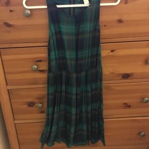 Plaid, shades of green dress