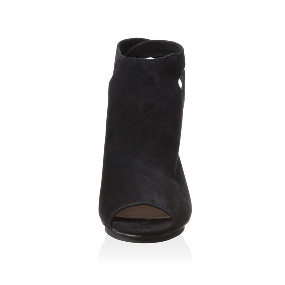 Black Leather Suede Peep Toe Platform Bootie_3