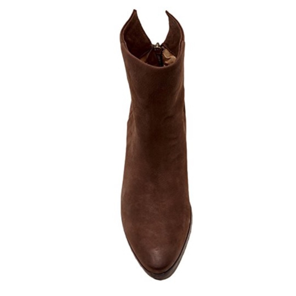 Brown Distressed Leather Hidden Wedge Short Boot - Picture 3 of 8