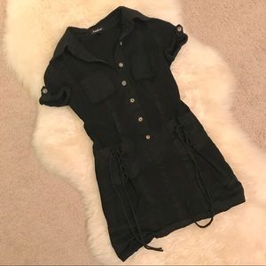 BEBE women's black dress button & lace up pockets