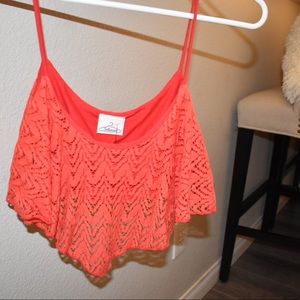 Red spaghetti strap midriff top.