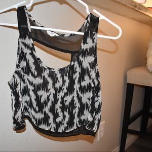 Black and white sheer crop top