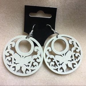 White wood earrings