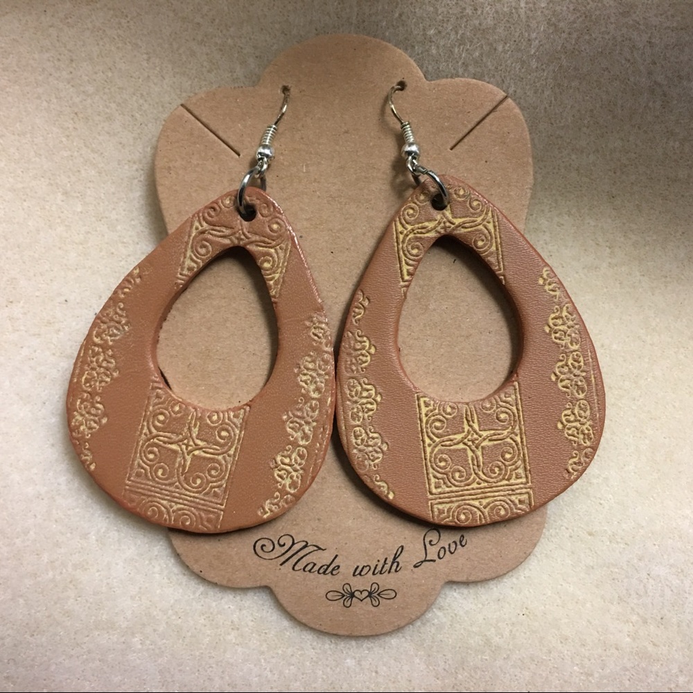 Leather etched earrings