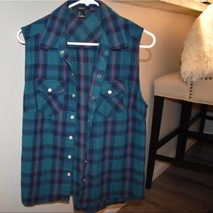 Plaid button up top!