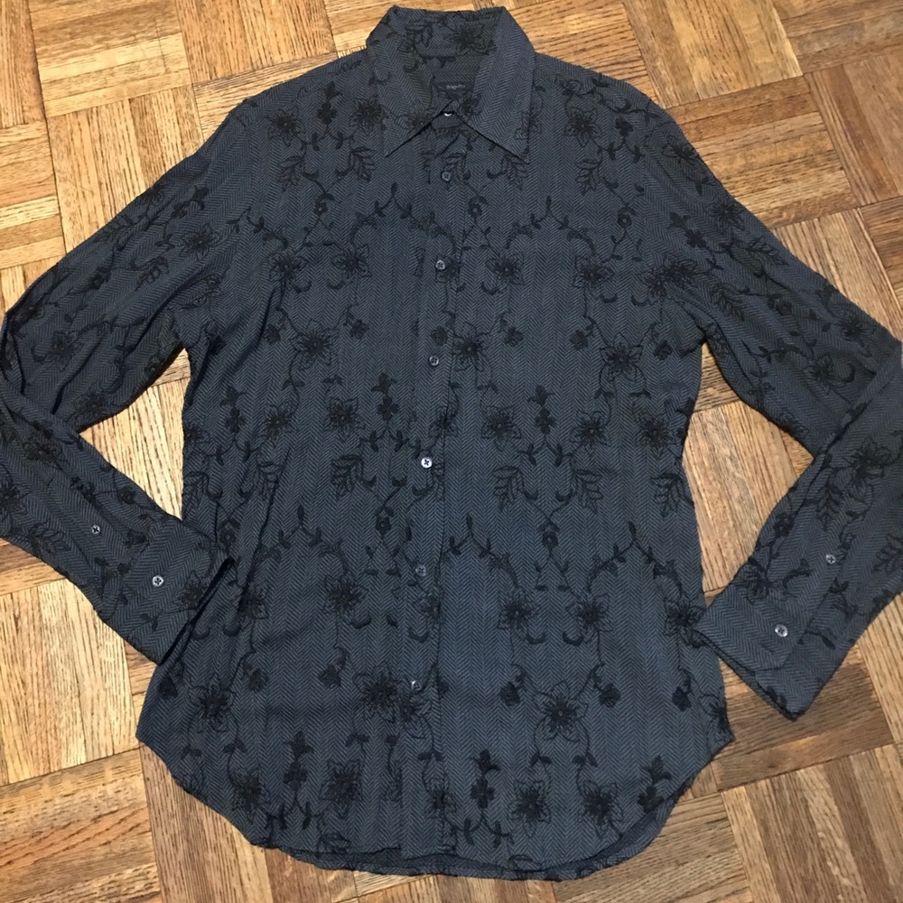 Bagutta Men's Embroidered Button Down Shirt Size M