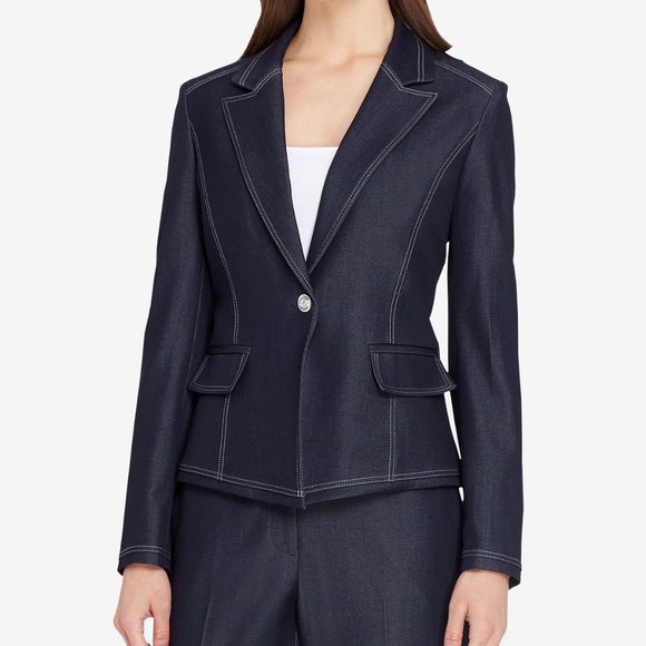 Suit -Tahari 2 Piece Denim pant Suit - Picture 2 of 6