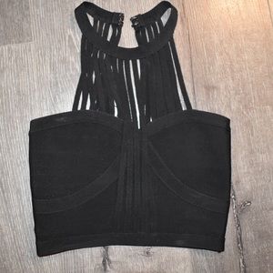 Cute strappy black crop top