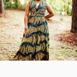 African print pants dress