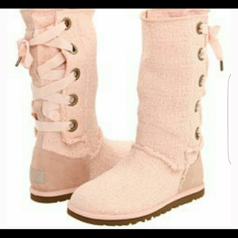 Light pink 'Heirloom' lace up Uggs