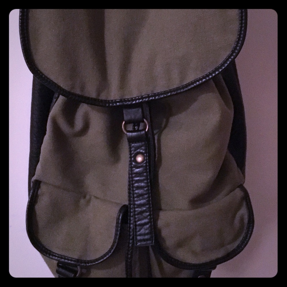 Garage Military Faux Leather Drawstring Backpack