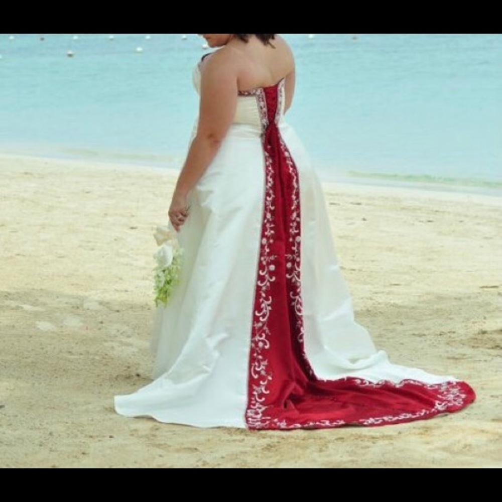 Alfred Angelo wedding dress with crimson red