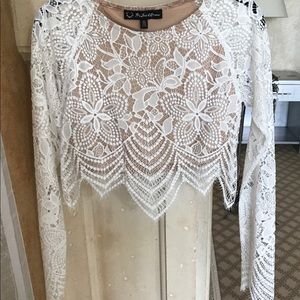 For Love & Lemons Lace Overlay Top