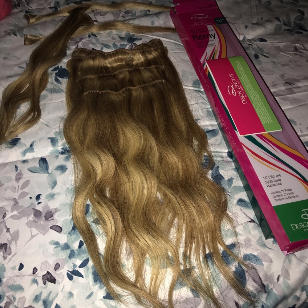 Clip in Hair extensions 14 inch Blonde Frost