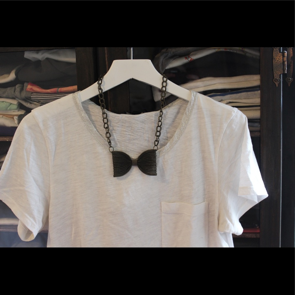 Bronze Chain Metal Bow Tie Necklace - Handmade